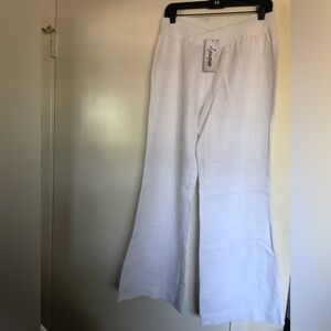 Apropos , M size , white 100% linen , long flare leg women pants